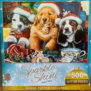 Sparkle and Shine Santa Paws 500-Piece Glitter Puzzle